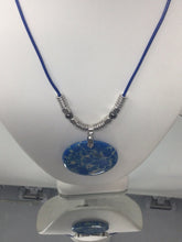 Tranquil Elegance: Blue Jasper Agate Pendant on Genuine Leather with Silver Accents