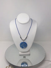 Tranquil Elegance: Blue Jasper Agate Pendant on Genuine Leather with Silver Accents