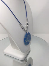 Tranquil Elegance: Blue Jasper Agate Pendant on Genuine Leather with Silver Accents